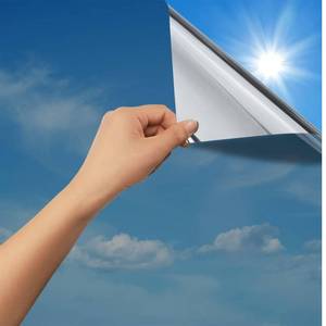 lot 60582 image: rabbitgoo One Way Window Film Daytime Privacy Mirror Window Tint for Home Office, Heat Control Sun Blocking Anti UV Reflective Tinting Glass Window & Door Covering, 17.5 Inch X 6.5 Feet, Silver