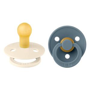 lot 60585 image: BIBS Pacifiers  Natural Rubber Baby Pacifier  Set of 2 BPA-Free Soothers  Made in Denmark  IvoryPetrol  Size 0-6 Months