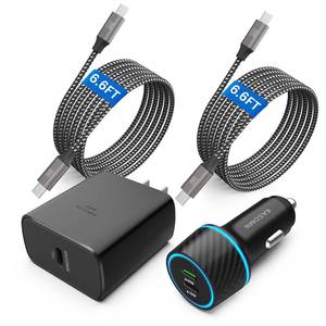 lot 60607 image: 45W USB-C Charger, 2-Pack 45 Watt Samsung Super Fast Charger Type C PPS WallCar Charger for Samsung Galaxy S24 UltraS24S23 UltraS23S23S22 UltraNote 10, Galaxy Tab S9 with 2X 6.6ft Cable
