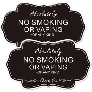 lot 60619 image: Absolutely No Smoking Vaping of Any Kind Signs,(2 Pack) RAMIEYOO Designer Acrylic Smoke Free Signs,Double Sided Tape,Easy Installation,Great for Home,Buiness,IndoorOutdoor Use (BLACK)