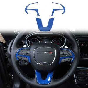 lot 60622 image: Voodonala Steering Wheel Trim for 2015-2024 Dodge Challenger, Charger, 2014-2024 Dodge Durango, for Jeep Grand Cherokee SRT8 Interior Accessories Blue