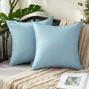 lot 60625 image: MIULEE Pack of 2 Decorative Outdoor Waterproof Pillow Covers Garden Cushion Sham Throw Pillowcase Shell for Spring Patio Tent Couch 18x18 Inch Blue