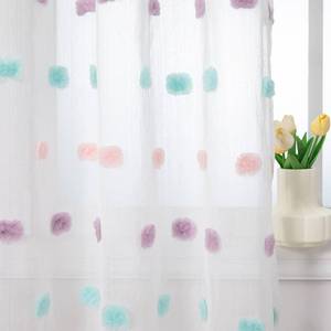 lot 60640 image: MYSKY HOME Curtains for Bedroom Rainbow Pom Pom Curtains for Living Room 63 Inch Length Long Sheer Curtains for Nursery Boys Room Set of 2 Rod Pocket Playroom Farmhouse Window Drapes 52 x 63 inch