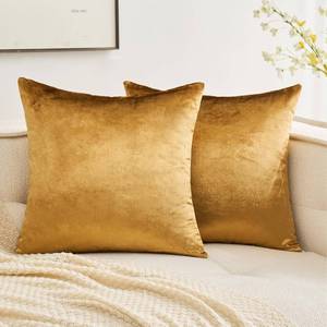 lot 60643 image: MIULEE Pack of 2 Velvet Soft Solid Decorative Square Throw Pillow Covers Set Cushion Cases for Sofa Bedroom Couch 22x22 Inch Dark Gold