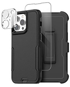 lot 60644 image: AICase for iPhone 14 Pro Max Case with Glass Screen ProtectorCamera Lens,Heavy Duty Drop Protection Full Body Rugged Shockproof Military Protective Tough Durable Cover for iPhone 14 Pro Max 6.7_15