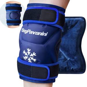 lot 60656 image: XXL Ice Pack Wrap Around Entire Knee After Surgery, Reusable Gel Large Ice Pack for Knee Injuries, Pain Relief, Swelling, Knee Surgery, Sports Injuries, 1 Pack Blue