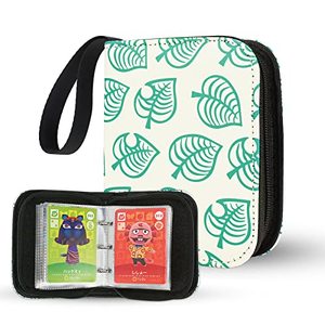 lot 60664 image: 80 Pockets Binder Holder for Animal Crossing Amiibo Cards, Fits 80 Pcs 2.5 x 3.8-Inches Cards with 40 Removable Sleeves (Leaf, Full-Size Binder)