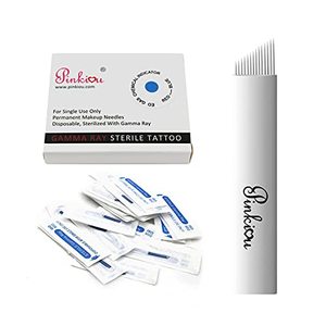 lot 60670 image: Pinkiou Microblading Needles Eyebrow Tattoo Pen Blades for Permanent Makeup 14 Pins Microblade Supplies (Tattoo needles, 14 pin)