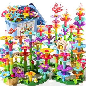 lot 60697 image: TEMI 138 PCS Educational STEM Toy and Preschool Garden Play Set for Kids Age 3-7, Flower Stacking Toys for Boys and Girls
