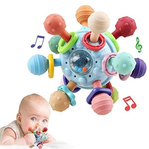 lot 60699 image: Anzimo Baby Sensory Teething Toys - Baby Teethers Montessori Toys - Gifts for Infant Newborn Boys Girls 0 3 6 9 12 18 Months 1 One Year Old - Baby Rattle Chew Toys - Toddler Educational Learning Toys