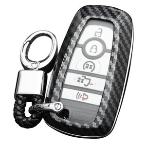 lot 60707 image: MIHUMIMO Carbon Fiber Car Key Fob Cover Case Chain Compatible with Ford F-150 Raptor Explorer Escape Fusion Bronco Sport Edge Lincoln Corsair Nautilus