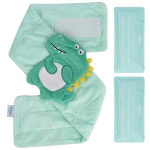 lot 60708 image: Hilph Baby Colic, Gas and Upset Stomach Relief, Heated Warmer Tummy Wrap with 2 Gel Packs for Newborns and Infants, Baby Heating Pad Swaddling Belt Natural Relief (Green Dinosaur)