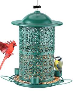 lot 60713 image: Bird Feeders for Outdoors Hanging,7lb15 Cups Large Capacity Bird Feeder W 3Water Cups and 360° Circular Perch,Wild Bird Feeder as Gift for Bird Lovers Garden Patio Cardinals,Blue Jay Chicken Feeder