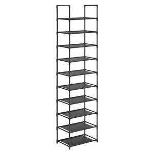 lot 60716 image: SONGMICS Shoe Rack, 10 Tier Shoe Shelf, Shoe Storage Organizer, Space-Saving, 11 x 17.7 x 68.1 Inches, Metal Frame, Non-Woven Fabric Shelves, for Entryway, Bedroom, Black ULSH010B02