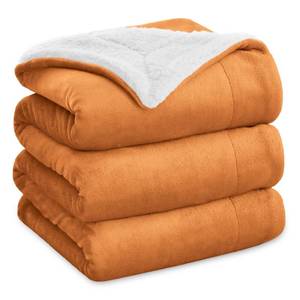 lot 60730 image: Bedsure Sherpa Fleece King Size Blanket for Bed - Thick and Warm for Winter, Soft and Fuzzy Large Blanket King Size, Orange, 108x90 Inches
