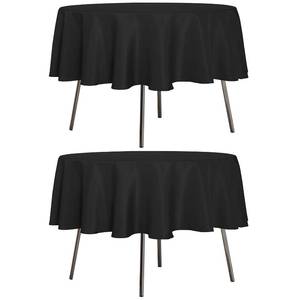 lot 60735 image: sancua 2 Pack Round Tablecloth 60 Inch Black, Stain and Wrinkle Resistant Table Cloth - Washable Polyester Table Cover for Dining Table, Buffet Parties and Camping