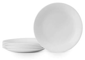 lot 60736 image: Corelle Vitrelle 6-Piece Salad Plates Set, Triple Layer Glass and Chip Resistant, 8-12-Inch Lightweight Round Plates, Winter Frost White