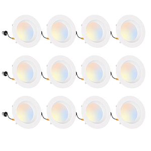 lot 60739 image: hykolity 12 Pack 4 Inch Selectable CCT LED Recessed Lighting, Baffle Trim, CRI90, 800lm, 10W80W, 2700K3000K3500K4000K5000K Adjustable, Dimmable Recessed Lighting, Damp Rated LED Can Lights, ETL