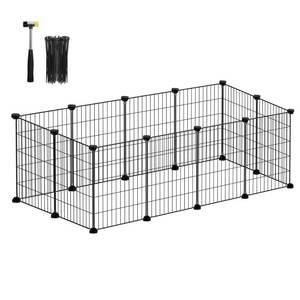 lot 60744 image: SONGMICS Pet Playpen, Small Animal Cage, Pet Fence with Cable Ties, DIY Metal Enclosure for Guinea Pigs, Hamsters, Rabbits, Hedgehogs, Black ULPI001B01