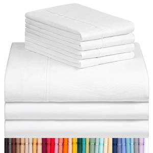 lot 62209 image: LuxClub 7 PC Split King Sheet Set, Breathable Luxury Bed Sheets, Deep Pockets 18 Eco Friendly Wrinkle Free Cooling Sheets Machine Washable Hotel Bedding Silky Soft - White Split King