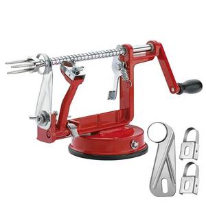 lot 62211 image: Apple Peeler Corer, Long lasting Chrome Cast Magnesium Alloy Apple Peeler Slicer Corer with Stainless Steel Blades and Powerful Suction Base for Apples and Potato(Red)