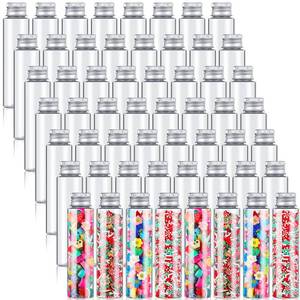 lot 62222 image: Tioncy 100 Pcs Clear Plastic Test Tubes Gumball Tubes 50 ml Plastic Vials with Caps Storage Containers for Plants, Beads Candy Powders Spices Storage Scientific Experiments Interest Cultivation