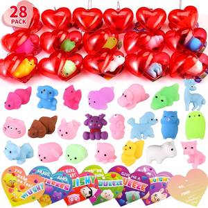 lot 62225 image: 30Pack Valentines Kawaii Mochi Squishy Toys and Unfilled Hearts for Kids Valentines Day Cards Gifts, Mini Squishies Stress Relief Bulk Fidget Toys for School Classroom Prizes Exchange Gift Party