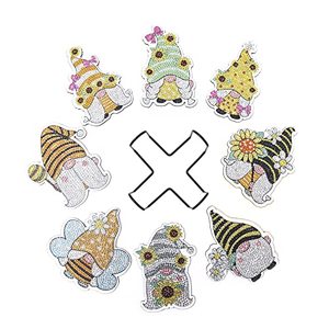 lot 62233 image: VVBAOZI 8pcsSet DIY Diamond Art Coasters with Holder Gnomes for Drinks Absorbent Crystal Rhinestones Diamond Dot Art Coasters Gnomes Diamond Painting Coasters for Adults and Kids