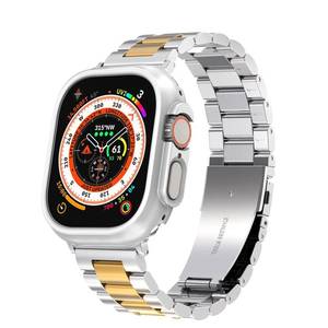lot 62244 image: BEIZIYE Compatible Apple Watch Ultra 2 Bands 49mm for Men Women  Apple Watch Ultra 2 Case Stainless Steel Titanium Metal Apple Watch Ultra Bands and Cases(Silver-gold, 49mm)