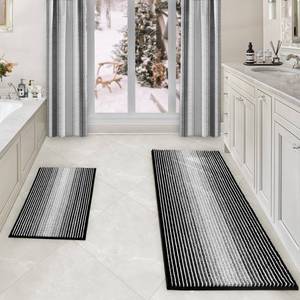 lot 62534 image: BSICPRO Bathroom Rugs and Mats Sets, 2 Piece Thick Absorbent Chenille Bath Mat Rug Set Non Slip, Soft Shaggy Bath Room Floor Mats for Bathroom, Machine Washable (20 x 60 Plus 20 x 32, Black)