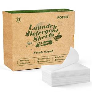 lot 62535 image: Poesie Laundry Detergent Sheets Fresh Scent 160 Sheets Clear Plastic-Free Hypoallergenic Liquid Less Sheets for Home Dorm Travel Camping & Hand Washing Clean No Waste