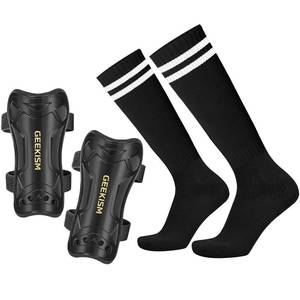 lot 62541 image: Geekism Soccer Shin Guards for Youth Kids Toddler, Protective Soccer Shin Pads & Socks Equipment - Football Gear for 3 5 4-6 7-9 10-12 Years Old Children Teens Boys Girls (Black, Medium)