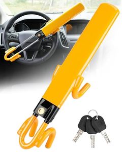 lot 62543 image: Tevlaphee Steering Wheel Lock - Heavy Duty Antitheft Device and Car Security Lock with Adjustable Locking and 3 Keys - Great Vehicle and Truck Deterrent (Yellow)
