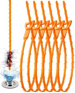 lot 62549 image: 25 Inch Sink Snake Drain Clog Remover Tool,6 Pack Drain Cleaner Hair Clog Remover Tool, Drain Hair Remover Plumbers Snake, Drain Cleaner Sticks, Easy and Quick Unclog Sink Drain, Kitchen, Shower, tub.