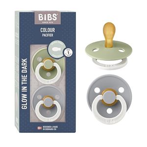 lot 62554 image: BIBS Pacifiers 0-6 Months  2-Pack Soothers  BPA-Free Symmetrical Nipple  Made in Denmark  Sage GlowCloud Glow Colour Pacifier