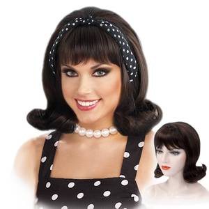 lot 62561 image: H&Bwig Brown Retro Wigs 60s Beehive Curl Hair Wig for Women Daily 50s 70s Costume Cosplay Party Womens Wigs with Cap