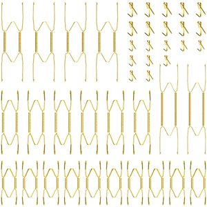 lot 62568 image: 20 Pieces Invisible Wall Plate Hangers 456810 Inches Wall Plate Hangers Stainless Steel Decorative Wire Plate Hangers with 20 Pieces Hangers Hook with Nails for Antique Plates and Art (Gold)