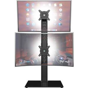 lot 62576 image: Dual Monitor Stand - Vertical Stack Screen Free-Standing Monitor Riser Fits Two 13 to 34 Inch Screen with Swivel, Tilt, Height Adjustable, Holds One (1) Screen Up to 44Lbs