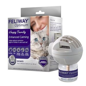 lot 62581 image: FELIWAY Optimum Cat, Enhanced Calming Pheromone Diffuser, 30 Day Starter Kit (48 mL), Translucent DIFFUSOR ONLY