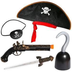 lot 62585 image: PROLOSO Pirate Accessories for Kids Halloween Caribbean Costume for Boys Girls Buccaneer Dress Up Cosplay Stage Props Imaginative Play Toy Kit