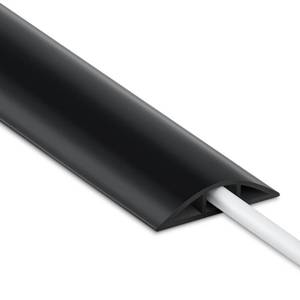 lot 62588 image: 4FT Cord Cover Floor, Black Cord Hider Floor, Extension Cable Cover Power Cord Protector Floor, Cable Management Hide Cords on Floor- Soft PVC Wire Covers - Cord Cavity 0.47 (W) x 0.24 (H)