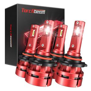 lot 62589 image: Torchbeam T2 9005HB3 9006HB4 LED Bulbs Combo Kit, 40000 LM 60W 800% Superior Brightness, Build-in Canbus Decoder 6500K Cool White Light with Fan, Halogen Replacement, Plug and Play, Pack of 4