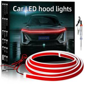 lot 62610 image: YM E-Bright Led Hood Light Strip Exterior Car Led Strip Light Waterproof Flexible DRL Dynamic Scan Start Up Hoodbeam Kit Daytime Running Lights for Car,Truck,Suv,12V 59inch,Red,1 Set