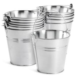 lot 62621 image: Juvale 12 Pack Galvanized Metal Buckets with Handles for Party Decorations, Small Tin Pails (4.7 in)