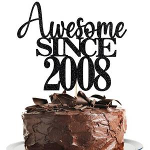 lot 62623 image: 16th Awesome since2008 Cake Topper Cheers to 16 Years Birthday Cake Pick 16 Fabulous Cake Decoration for Happy 16th Birthday Anniversary Party Cake Decorations Supplies (2008, black)