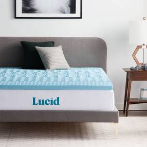 lot 62636 image: Lucid 2 Inch Mattress Topper Queen - Memory Foam Mattress Topper Queen - 5 Zone Gel Infusion - CertiPur Certified Foam