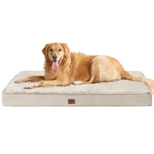 lot 62638 image: EHEYCIGA Orthopedic Memory Foam Dog Beds for Extra Large Dogs with Removable Waterproof Liner, Beige, 44x32
