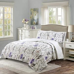 lot 62648 image: Lush Decor Adalia 3-Piece PurpleGray Quilt Set (FullQueen)