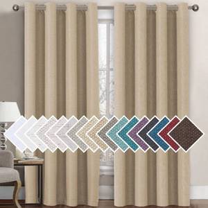 lot 62652 image: H.VERSAILTEX Linen Blackout Curtain 96 Inches Long for BedroomLiving Room Thermal Insulated Grommet Linen Look Curtain Drapes Primitive Textured Burlap Effect Window Drapes 1 Panel - Beige
