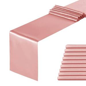 lot 62662 image: yourose 10 Pack Satin Table Runners 12 x 108 inch for Wedding Banquet Decoration, Bright Silk and Smooth Fabric Party Table Runner(Rose Gold,10Pieces)